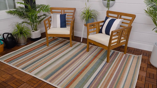 Kendall Geometric Indoor / Outdoor Tan Area Rug Mistana Rug Size: Rectangle 4' x 6