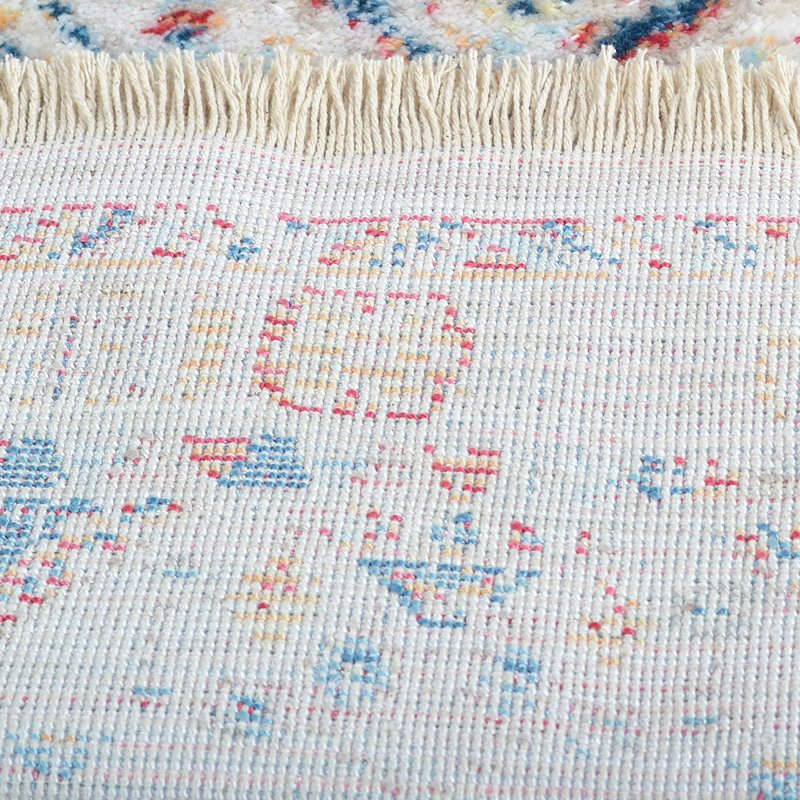 Machine Made Polyester Area Rugs - Rectangle, Multicolor, Oriental Design, Low Pile Machine Made Area Rugs for Living Room, Bed Room