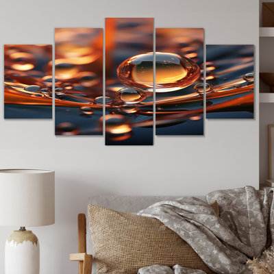 Morning Dew Pearls Tender Sunshine Reflections I - Décoration murale fleurs - 5 panneaux