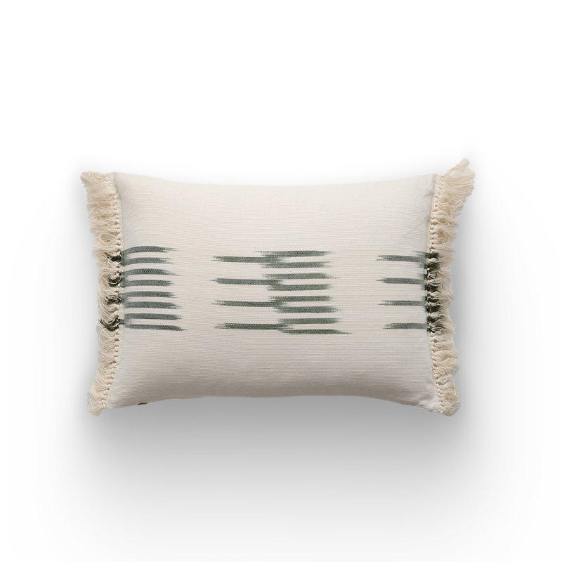 Peshtemal Ikat Cotton Lumbar Pillow, Olive