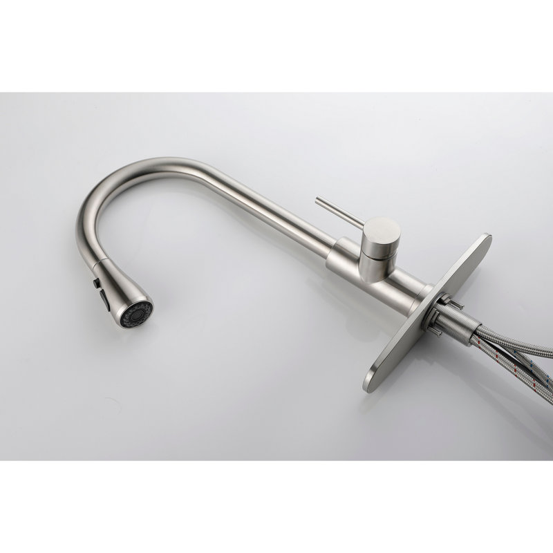 Single Handle High Arc Pull Out Kitchen Faucet,Single Level Stainless Steel Kitchen Sink Faucets With Pull Down Sprayer