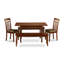 Cet ensemble de salle à manger 5 pièces comprend une table de salle à manger rectangulaire avec rallonge papillon et 2 chaises de cuisine en similicuir avec 2 bancs, 32 x 54 pouces, acajou