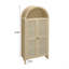 Armoire de rangement arquée de 70,28 po de hauteur, vitrine de rangement arquée avec 2 tablettes réglables, armoire de rangement polyvalente à porte en rotin