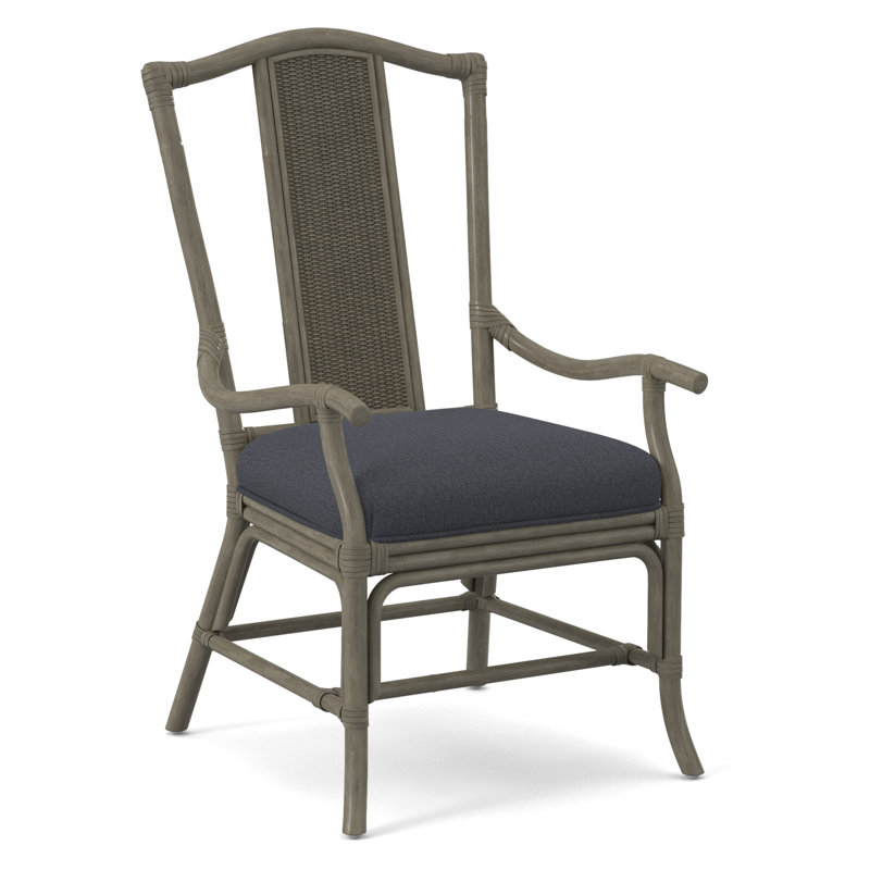 Drury Lane Slat Back Dining Arm Chair, White Performance Fabric; 0851-94, Stone Hearth