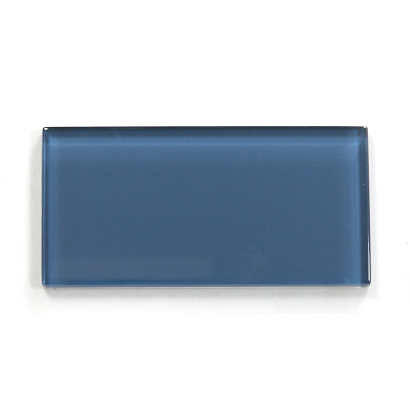 Metro 3 in. x 6 in. Glossy Blue Glass Subway Backsplash Wall Tile