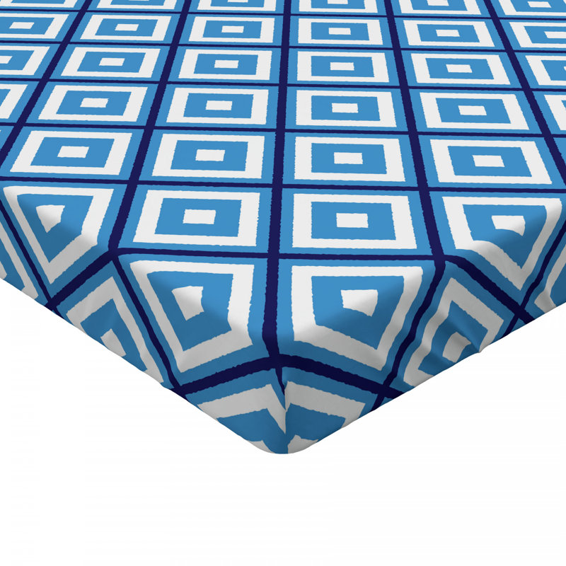 Microfiber Geometric Fitted Sheet, Queen Fitted Sheet