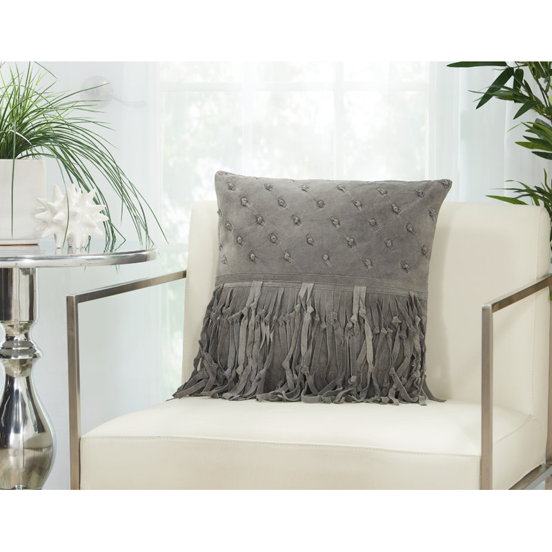 Coussin en cuir , Gris