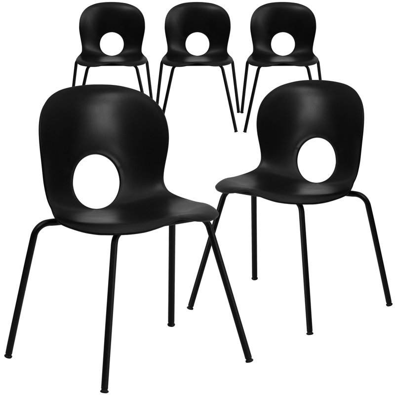 Chaise empilable en plastique Rio, Noir