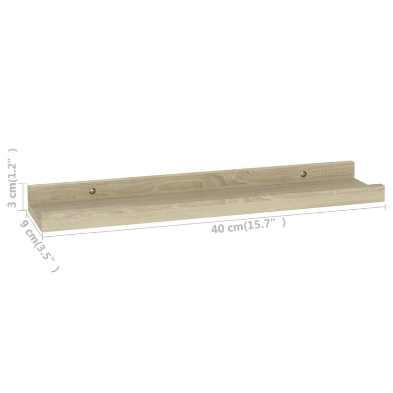 Wall Shelf Floating Shelf Wall Mounted Display Shelf for Photo Frame, 15.7" x 3.5" x 1.2", Sonoma Oak