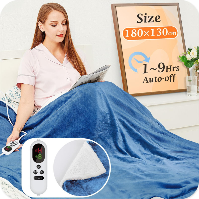 Heated Throw Blanket, Light Blue