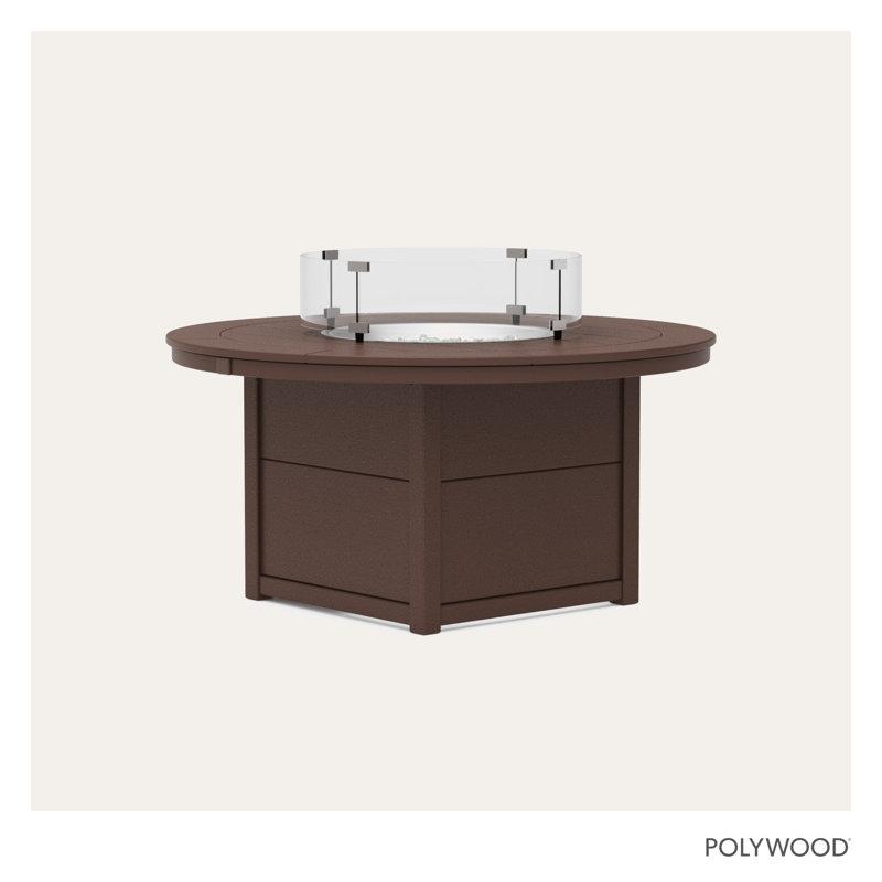 POLYWOOD Round 48" Fire Pit Table, Mahogany