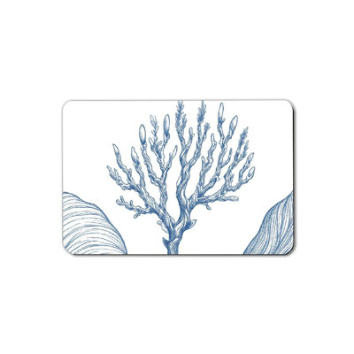 Tapis de bain Blue Plant Line Art, l 16 x L 24