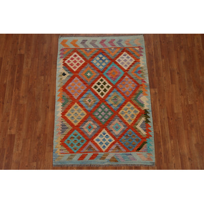 Reversible Wool Kilim Oriental Area Rug 4x5