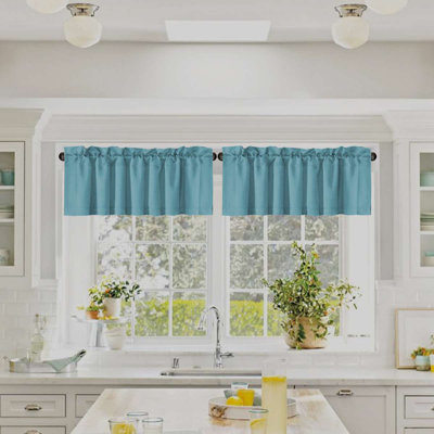 2 Panels Blackout Curtain Valances for Kitchen Windows/Bathroom/Living Room/Bedroom Privacy Decorative Rod Pocket Short Window Valance Curtains