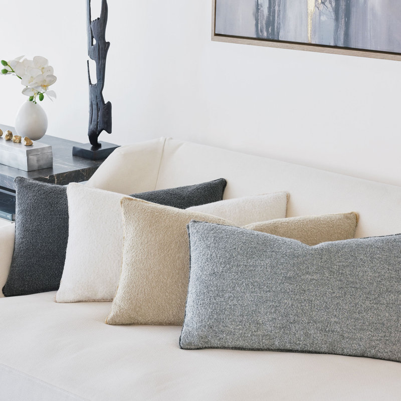 Lobos Lumbar Pillow Cover & Insert, Ivory