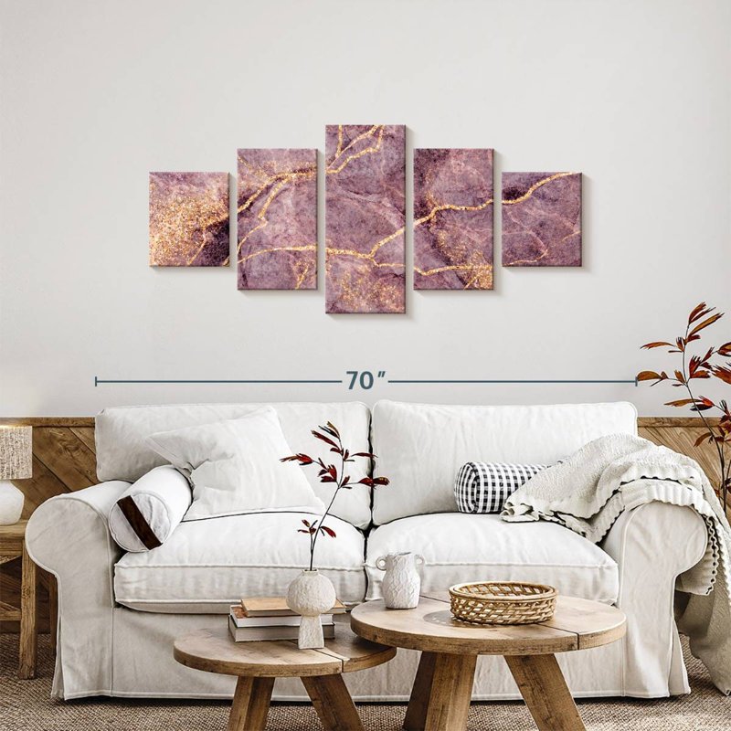 Lilac Gold Marble Glasco, H 24 po x l 55 po