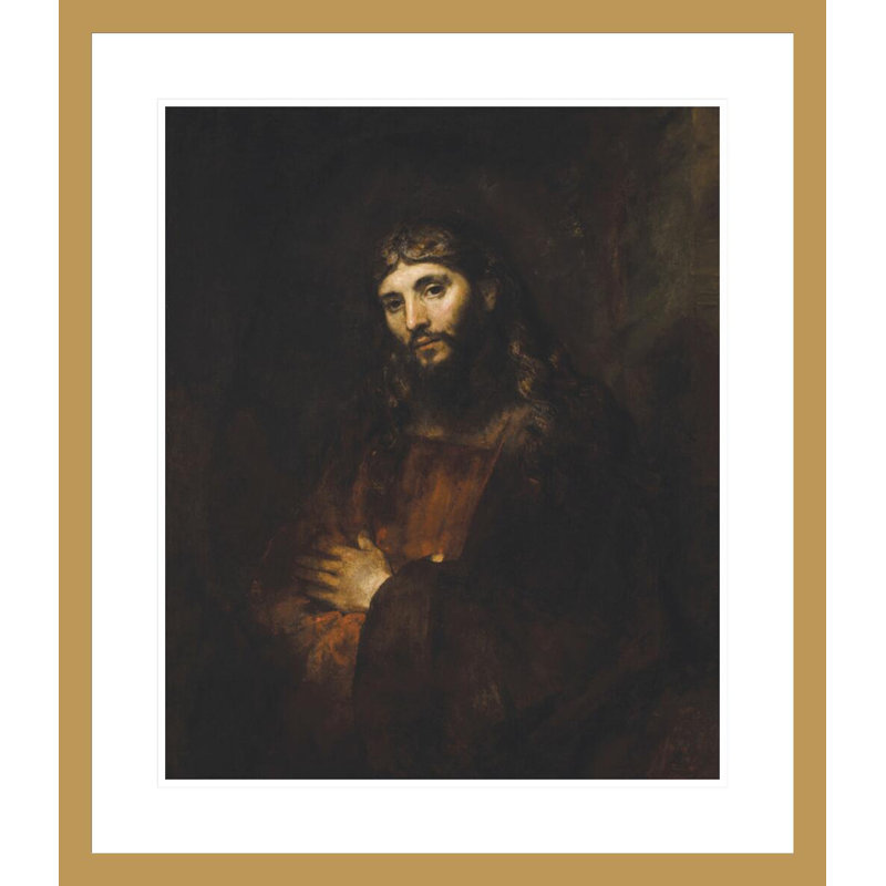 «Christ with Arms Folded» par Rembrandt van Rijn - Reproduction giclée encadrée, H 27,14 po x l 23,5 po