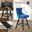Ensemble de tabouret de bar pivotant avec structure en bois, bleu-819482160