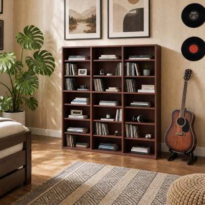 Étagère de rangement en bois d'ingénierie à 21 tablettes étroites avec casiers ouverts pour livres, jouets et paniers