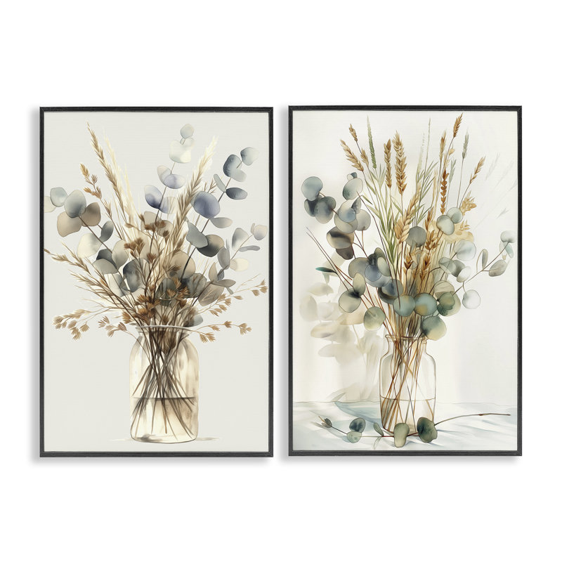 «Stupell Industries Eucalyptus Jar Bouquets», ensemble de 2 giclées par Steve Hunziker, H 30 po x l 20 po