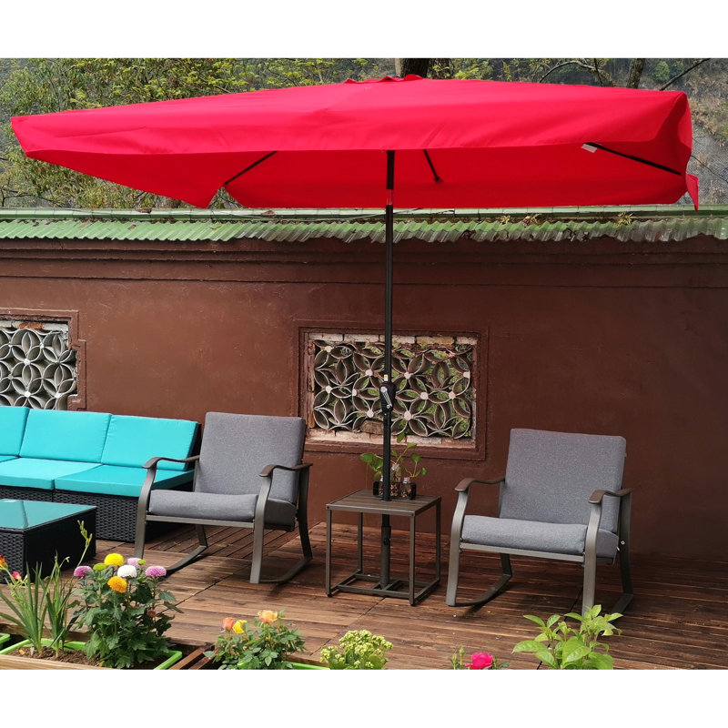 Parasol de patio rectangulaire 10 po x 6,5 pi pour se prélasser au jardin - Rouge avec 40 et plus Upf