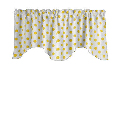 Cantonnière festonnée en mélange de coton à pois 58 po