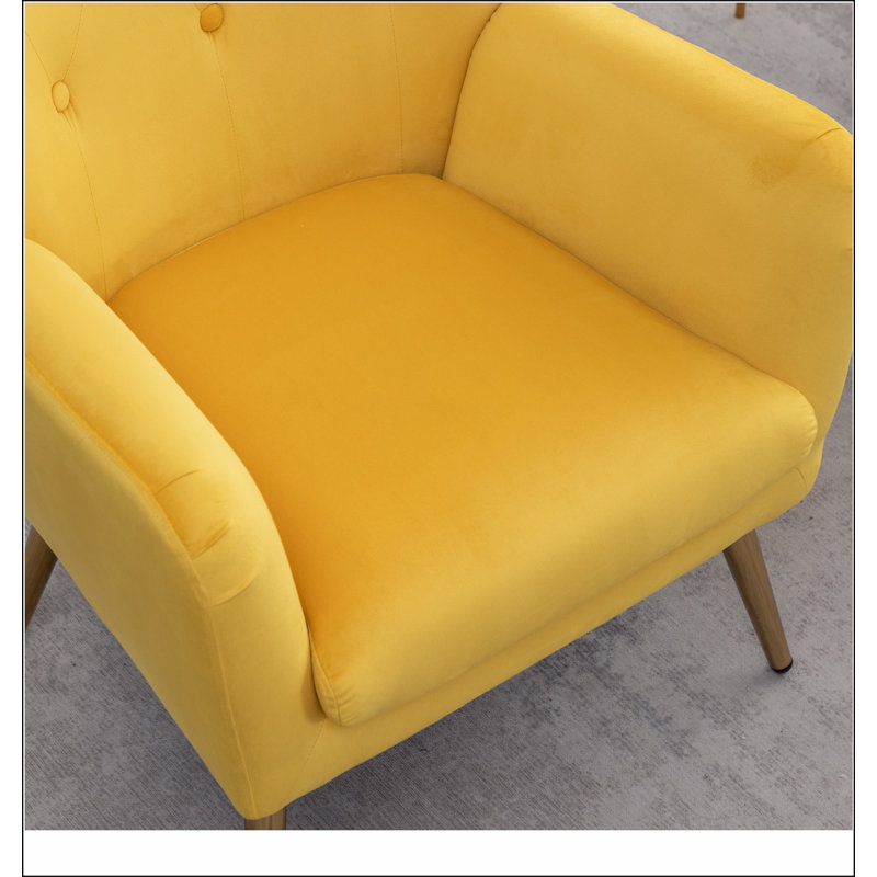 Fauteuil d'appoint à dossier capitonné en velours Sovarol, jaune