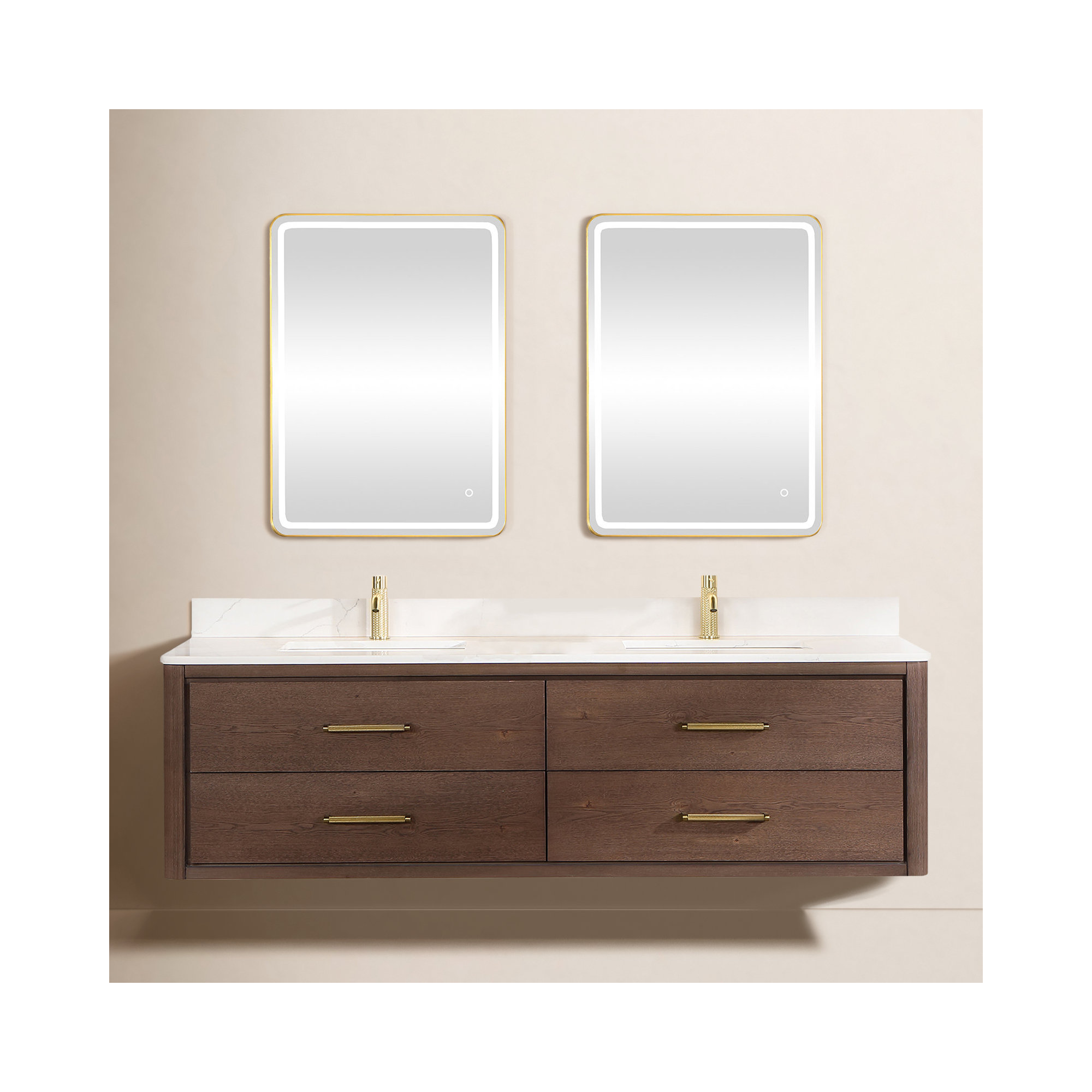 Cristo 72'' Double Bathroom Vanity, Dark Brown Oak