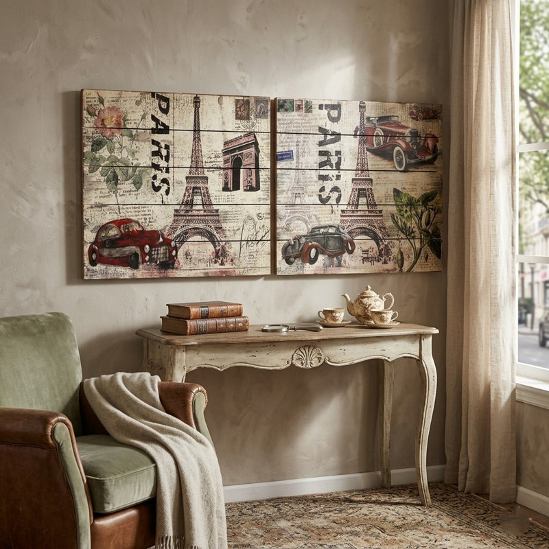 Ensemble de décoration murale en toile 2 pièces paris