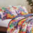 3-Piece Reversible Multicolor Autumn Leaf Watercolor Print Microfiber Bedspread Set,Queen-121840092