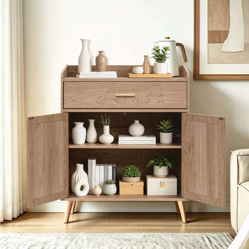 Armoire de cuisine, armoire de ferme, rangement avec 1 tiroir et 2 portes, Natural