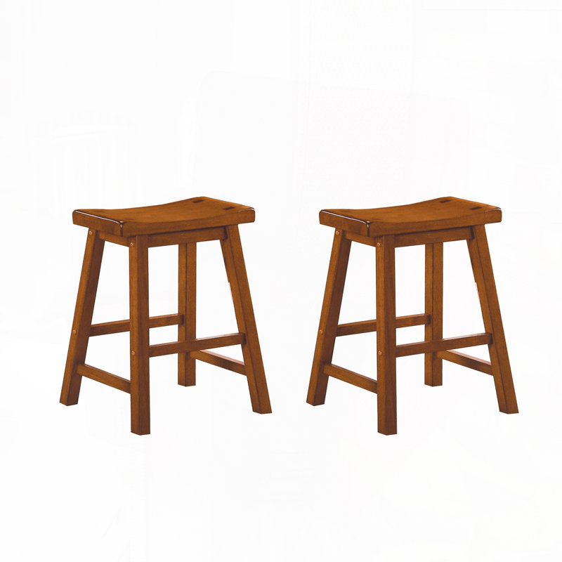Ensemble de tabourets de bar sans dossier, pieds en bois, Chêne
