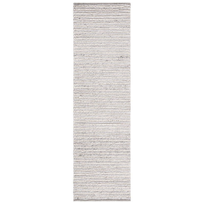 Tapis rayé ivoire / gris clair fait à la main Charvik, Tapis de couloir 2 pi 3 po x 7 pi