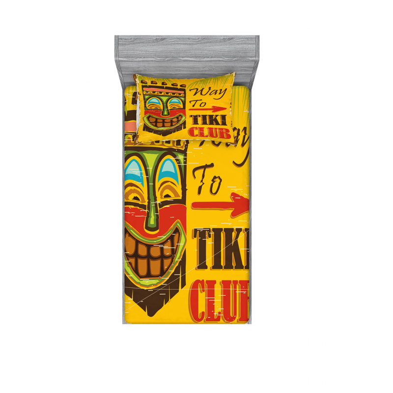 Ensemble de draps Way to Tiki Club, Ensemble de draps pour lit simple avec drap-housse