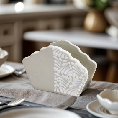 High Quality Flower Napkin Holder - White/gray