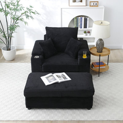 Fauteuil d'appoint surdimensionné avec fauteuil noir Avaeah
