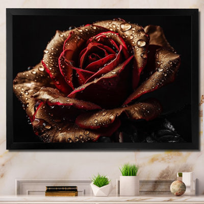 Morning Dew On Exquiste Red Rose - Rose Wall Art