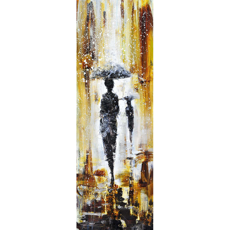 «Silhouettes Under The Rain» sur toile, H 60 po x l 20 po