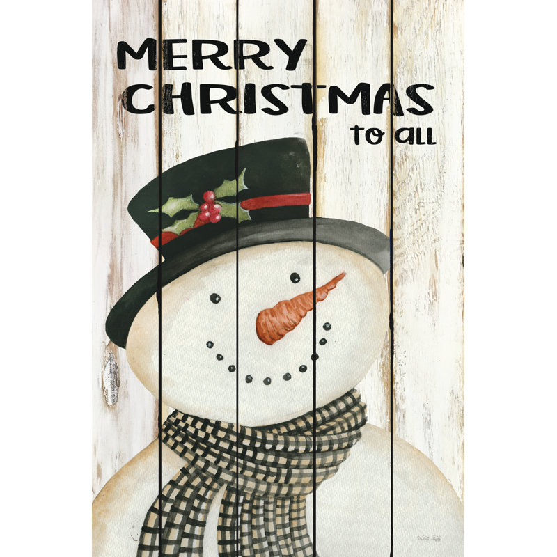 Merry Christmas To All Snowman 2885344, H 18 po x l 12 po, Non, Toile tendue