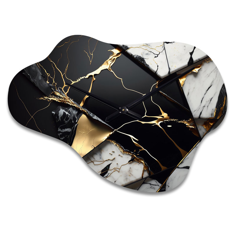 Horloge murale Mulliken Geode Gold IV - marbre asymétrique, Petit