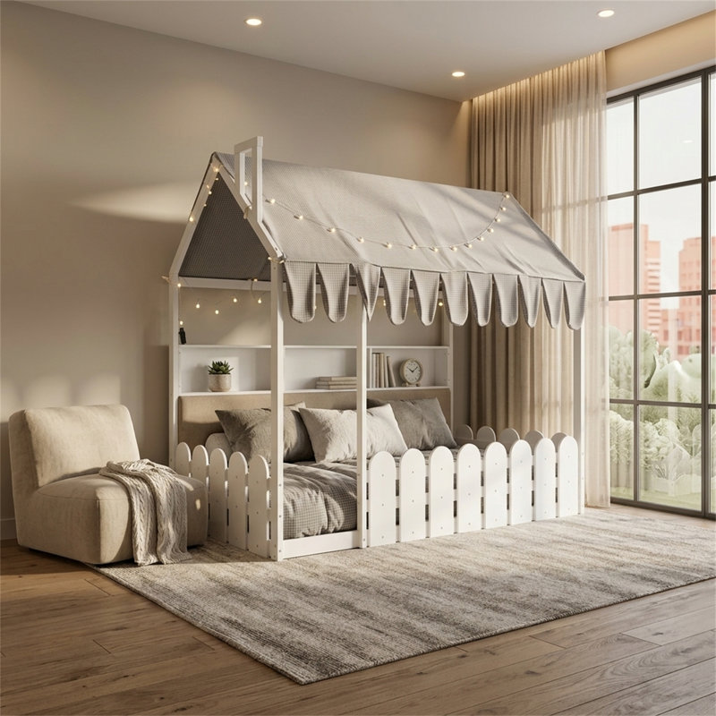 Lit simple Montessori House, Lit simple, Blanc