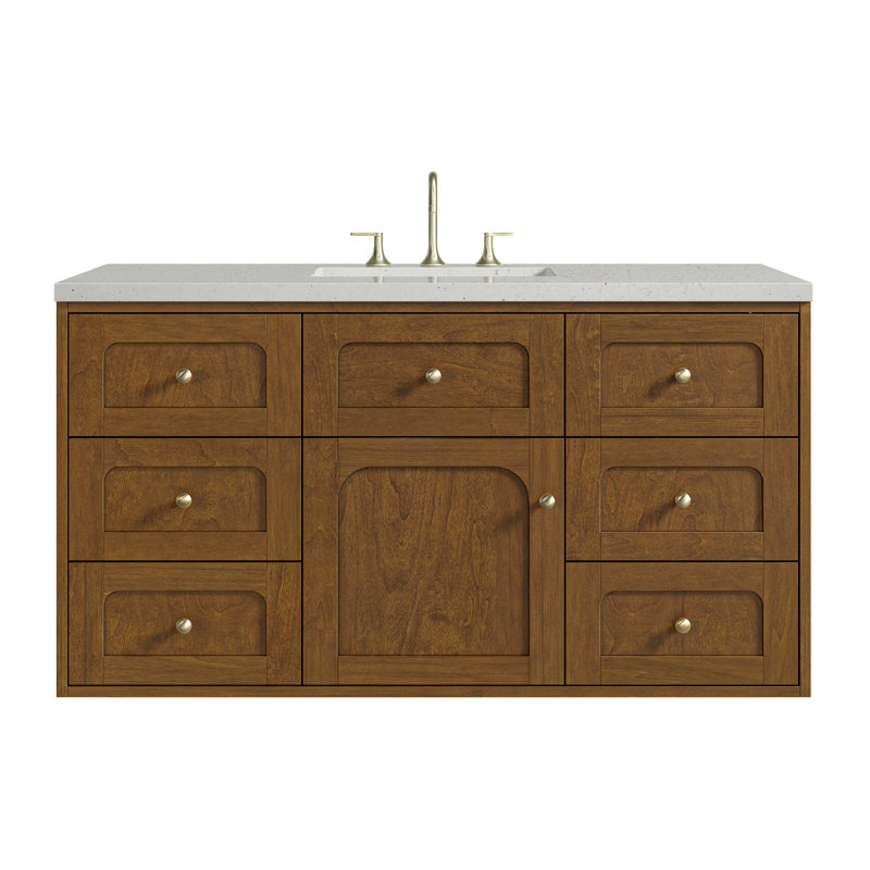 Laurent 48" Single Bathroom Vanity Set, Lime Delight, 8" Widespread, Honey Brown