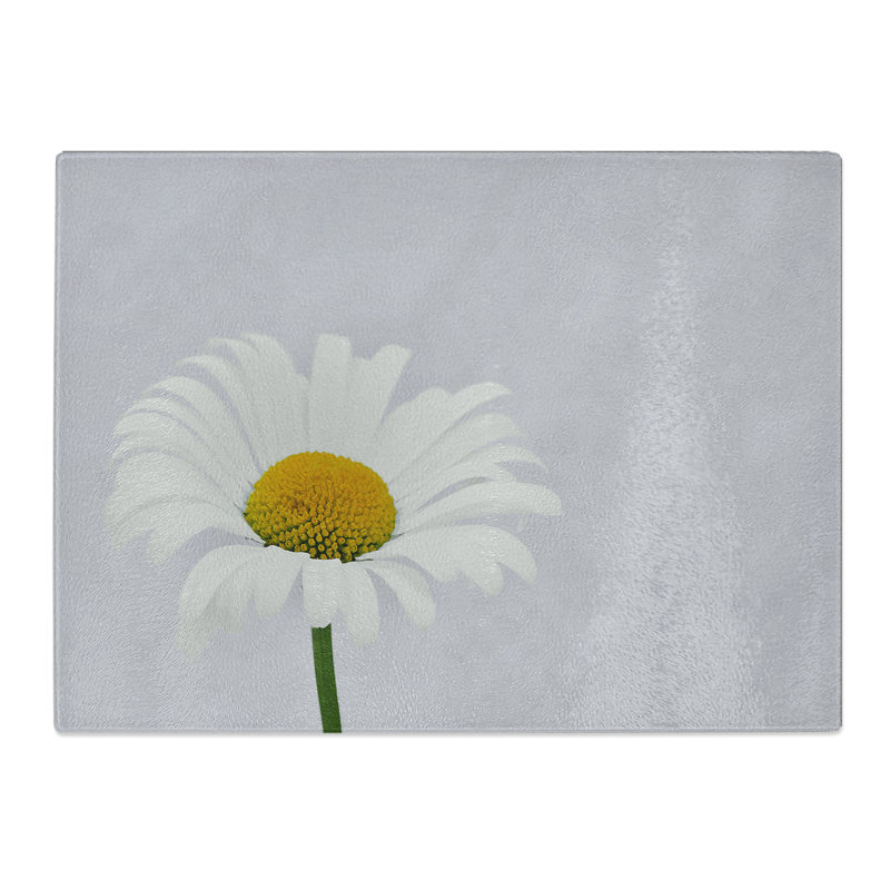 White Daisy Flower No.9  Glass Chopping Board