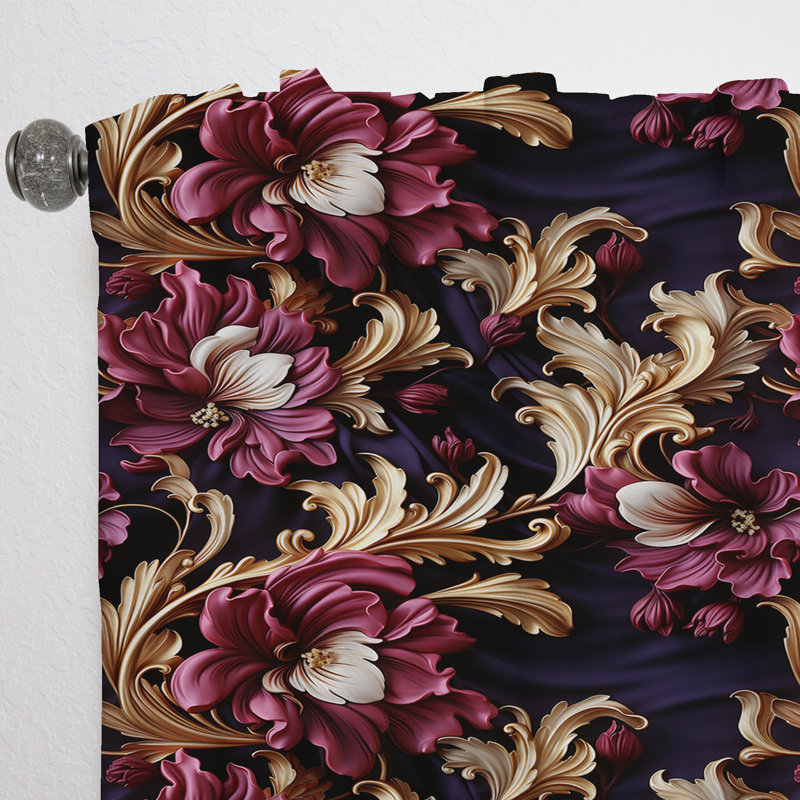 Timeless Mauve Baroque Floral Dreams III - Rideau damassé - Velours obscurcissant - 1 panneau, L 52 po x L 90 po