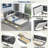 Platform Bed With Upholstered And Storage Headboard, Rotatable Board, Storage Shelves And 2 Drawers-1542100297