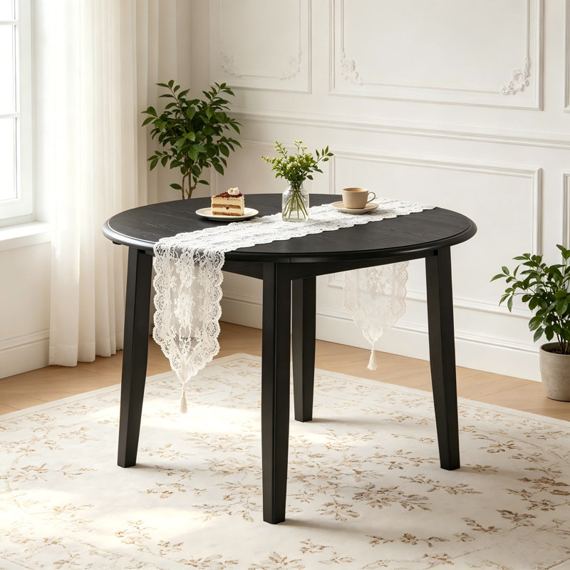 Table de salle à manger pliante ronde de 43 pouces pour les petits espaces, table de cuisine pliable peu encombrante, placage en panneau de fibres à densité moyenne pour l'intérieur et l'extérieur, noir