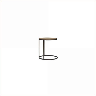 Table basse à plateau en bois Tamel avec base en métal robuste, conception compacte et peu encombrante pour le salon