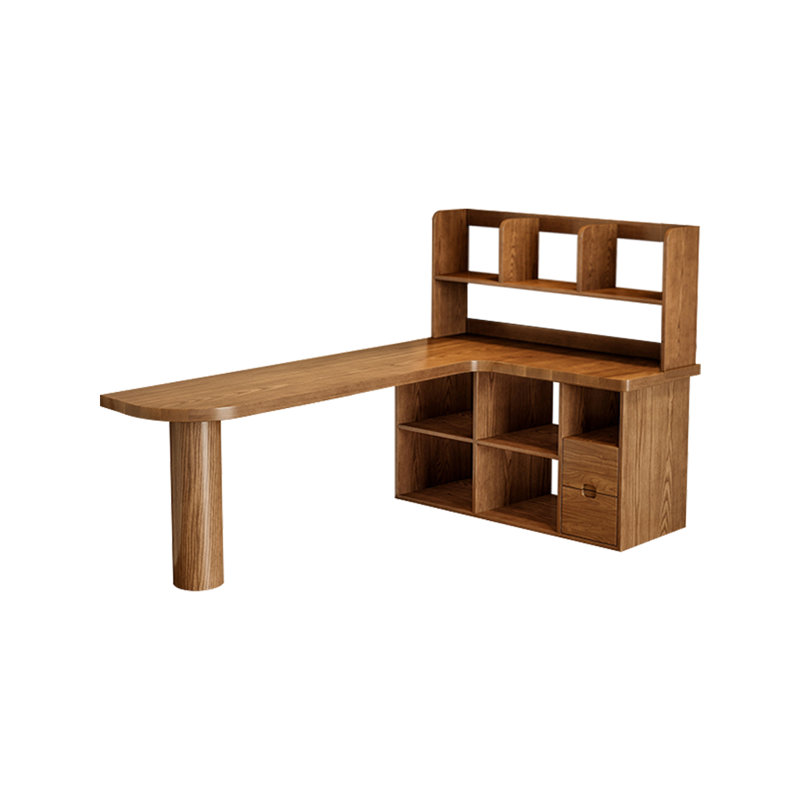 Light-walnut L-Shaped Solid Wood desks, 53.15" H x 70.87" W x 47.24" D, Right Hand Return