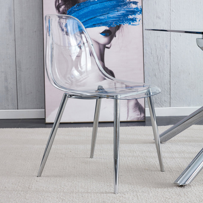 Chaise de salle à manger moderne simple et transparente, chaise en plastique sans accoudoirs, chaise nordique de maquillage, tabouret de maquillage et de métal