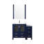 42 In. W Navy Blue Bathroom Vanity With Side Cabinet, Included Faucet , White Ceramic Top And 28 Wall - Attached Decorative Long Full Size Mirror Bath Included,